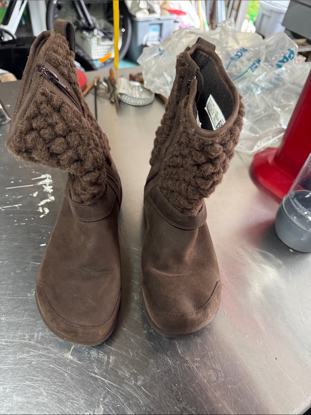 Merrell Women's Brown Suede Ankle Booties with Knit Cuff